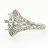Sterling Silver Semi Mount Ring Setting Trillion Tri 4x4mm Art Deco Style - Syzjewelry